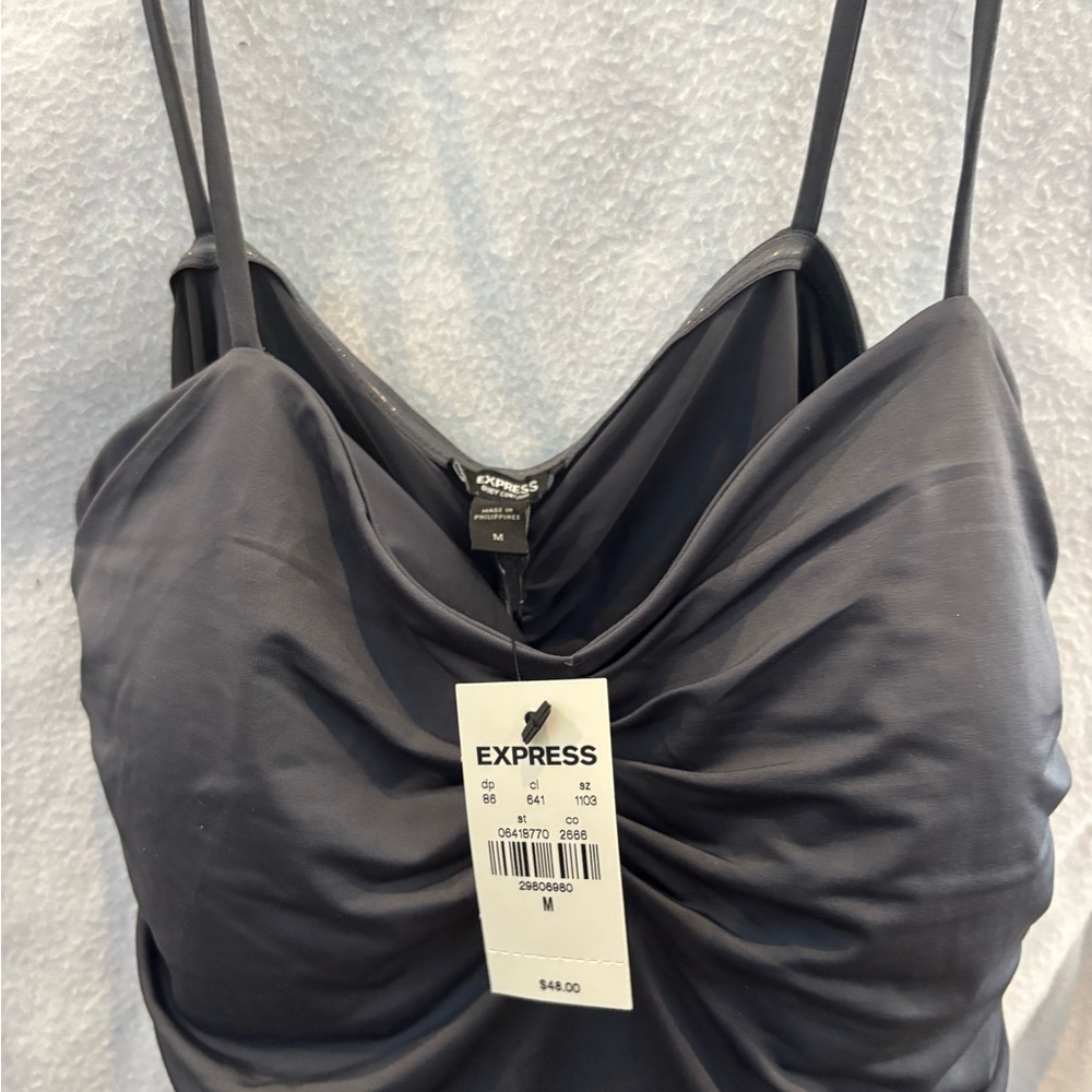 Express Charcoal Ruched Blouse - Picture 3 of 4